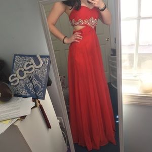 Red Beaded Prom Dress
